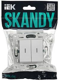 Выключатель 2-клавишный с индикацией 10А SK-V09W арктический белый SKANDY SK-V20-1-10-K01 IEK