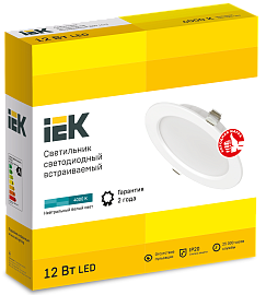 Светильник светодиодный ДВО 12Вт 1613 белый круг 4000К IP20 IEK LDVO0-1613-12-4000-K01