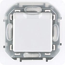 Розетка одинарная INSPIRIA скрытой установки IP44 с заземлением со шторками 16А с крышкой 250В белый 673740 Legrand