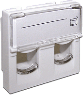 Вставка 45x45 на 2 кейстоуна, со шторкой, маркировкой, белая LAN-SIP-24L-WH LANMASTER