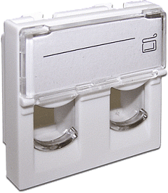 Вставка 45x45 на 2 кейстоуна, со шторкой, маркировкой, белая LAN-SIP-24L-WH LANMASTER