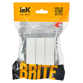 Выключатель 3-клавишный 10А ВС10-3-0-БрБ белый BR-V30-0-10-K01 BRITE  IEK