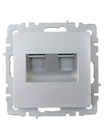 Розетка  комп. 2-ая RJ45 кат.5E РК10-2-БрА алюминий BRITE  BR-K20-1-K47 IEK