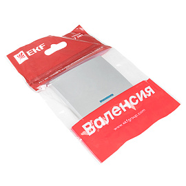 Лицевая панель для выключателя одноклавишного Валенсия с индикацией 10А сталь ESV10-L-121-30 EKF PROxima
