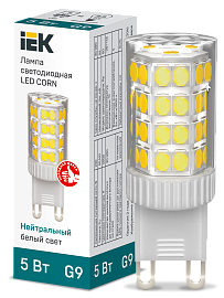 Лампа светодиодная CORN капсула 5Вт 230В 4000К керамика G9 IEK