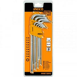 Набор шестигранников (звездочек) TORX; Cr-V 9шт; Т10-Т50 INGCO INDUSTRIAL HHK13091