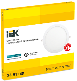 Светильник светодиодный встраиваемый ДВО LED даунлайт 24Вт 1609 4000К IP20 белый круг LDVO0-1609-1-24-4000-K01 IEK