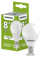 Лампа светодиодная G45 шар 8Вт 230В 4000К E14 GENERICA