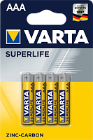 Элемент питания R03 (ААА) SuperLife 1.5В бл/4 (2003 101 414) батарейка солевая 2003101414 VARTA