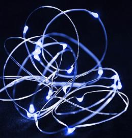 Гирлянда Роса  1,9м 20Led синий свет на батарейках 2xCR2032 (в комплекте) прозрачный провод IP20 LDM020B-BO .4690601042095 SHLights