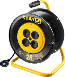 STAYER MS 207, 20 м, 2200 Вт, 4 гнезда, ПВС 2х0.75 мм² удлинитель на катушке 55073-20