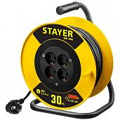 STAYER MS 315, 30 м, 3500 Вт, 4 гнезда, ПВС 3х1.5 мм² удлинитель на катушке 55078-30