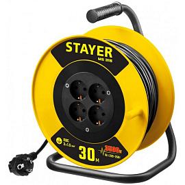 STAYER MS 315, 30 м, 3500 Вт, 4 гнезда, ПВС 3х1.5 мм² удлинитель на катушке 55078-30