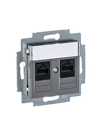 Розетка RJ45+RJ45 компьютерная LEVIT скрытой установки кат. 5e механизм с накладкой сталь 2CHH295118A6069 ABB
