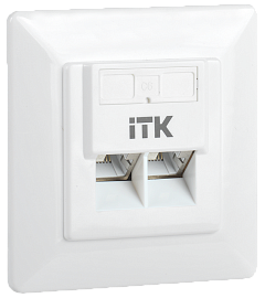 Розетка RJ45+RJ45 компьютерная внутренняя кат.6 FTP 2 порта белый CS2-1C06F-2-1 ITK