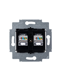 Розетка RJ45+RJ45 компьютерная LEVIT скрытой установки кат. 5e механизм с накладкой сталь 2CHH295118A6069 ABB