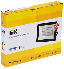 Прожектор светодиодный уличный LED 70 Вт СДО06-70 черный 5600Лм IP65 6500K LPDO601-70-65-K02 IEK