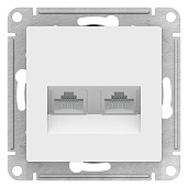 Розетка двойная Atlasdesign скрытой установки компьютерная RJ45+RJ45, cat. 5E механизм белый ATN000185 Systeme Electric