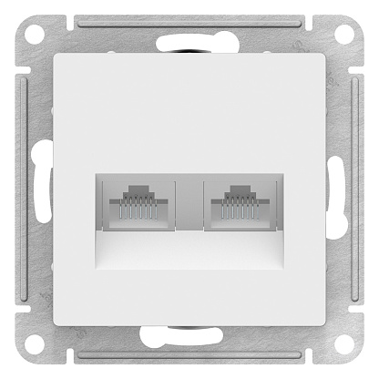 Изображение товара Розетка двойная Atlasdesign скрытой установки компьютерная RJ45+RJ45, cat. 5E механизм белый ATN000185 Systeme Electric