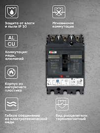 Выключатель автоматический 125А 3П трехполюсный ВА-99C 36кА с термомагнитным регулируемым расцепителем IP30 mccb99C-160-125 EKF