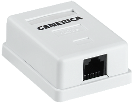 Розетка RJ45 компьютерная настенная кат.5E UTP 1 порт GENERICA белый CS2-1C5EU-12-G IEK