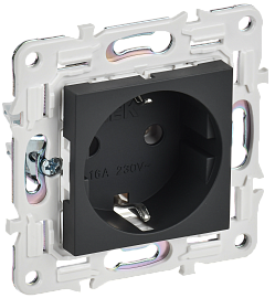 Розетка с заземлением без защитных шторок 16А SK-R05G графит SKANDY SK-R11-16-K53 IEK