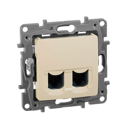 Изображение товара Розетка RJ45+RJ45 компьютерная Etika информационная cat.5e UTP бежевый 672355 Legrand