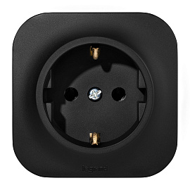 Розетка одинарная QUTEO открытой установки с/з без шторок 16А 250В IP20 черный 782472 Legrand