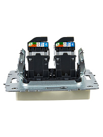 Розетка комп.+комп. RJ45+RJ45 кат.5E бежевый мех-м BRITE РК10-2-БрКр BR-K20-1-K10 IEK