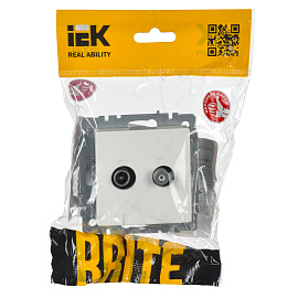 Розетка  двойная TV+SAT РТВ/РСп12-БрБ белый BRITE  BR-AF20-O-K01 IEK