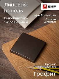 Лицевая панель для выключателя одноклавишного Валенсия 10А графит ESV10-L-021-60 EKF PROxima