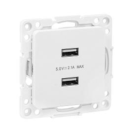 Розетка 2 USB Стокгольм скрытой установки 2,1А+2,1А механизм белый EYR16-028-10-2USB EKF PROxima