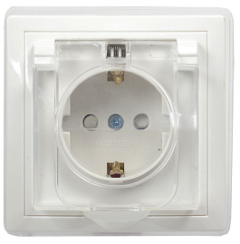 РСбш10-3-ККБ-44 Розетка 1местн. c з/к с защ. штор. с кр. керамика IP44 16А КВАРТА (белый) IEK ERK70-K01-10-DM-44 IEK