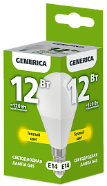 Лампа светодиодная G45 шар 12Вт 230В 3000К E14 GENERICA