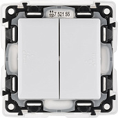 Выключатель двухклавишный Valena LIFE скрытой установки 10А 250В IP44 с лицевой панелью безвинтовые зажимы белый 752155 Legrand