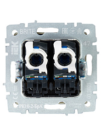 Розетка  комп. 2-ая RJ45 кат.5E РК10-2-БрА алюминий BRITE  BR-K20-1-K47 IEK