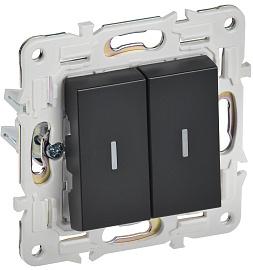 Выключатель 2-клавишный проходной с индикацией 10А SK-V10Bl черный SKANDY SK-V22-1-10-K02 IEK