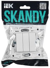 Выключатель 3-клавишный 10А SK-V11W арктический белый SKANDY SK-V30-0-10-K01 IEK