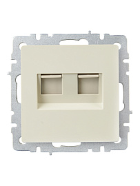 Розетка  двойная RJ11+RJ45 кат.5E РК/Т12-БрКр бежевый  BRITE  BR-KT20-O-1-K10 IEK
