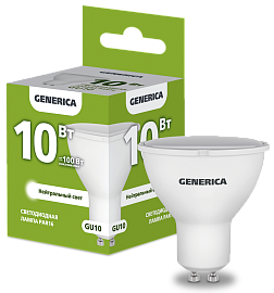 Лампа светодиодная PAR16 софит 10Вт 230В 4000К GU10 GENERICA