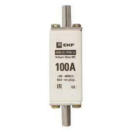 Предохранитель  100А    нож – ЛАТУНЬ габарит 00C  ППН-33 100/100  (fus-33/100) EKF