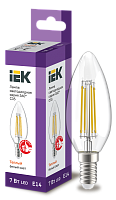 Лампа светодиодная 7 Вт LED C35 свеча прозрачная 230В 3000К E14 серия 360° LLF-C35-7-230-30-E14-CL IEK