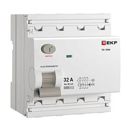 Выключатель дифференциального тока ВД-100N 4P 32А 30мА тип AC эл-мех 6кА PROXIMA  E1046M3230 EKF
