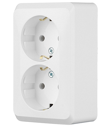 Изображение товара Двойная розетка ЭТЮД системы Systeme Electric открытая установка с заземлением