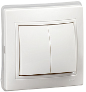 Изображение товара KVARTA Выключатель 2-клавишный ВС10-2-0-КБ-44 10А IP44 белый IEK