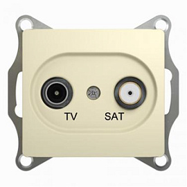 Розетка TV+SAT телевизионная+спутниковая GLOSSA скрытой установки проходная 4dB механизм бежевый GSL000298 Systeme Electric