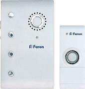 Звонок дверной беспроводной Е-367 2*1,5V/AA (35 мелодий) кнопка IP44 белый 23674 Feron