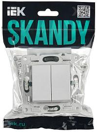 Выключатель 2-клавишный 10А SK-V04W арктический белый SKANDY SK-V20-0-10-K01 IEK