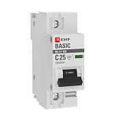 Выключатель автоматический 25А 1П однополюсный C 10kA ВА 47-100 Basic mcb47100-1-25C-bas EKF