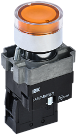 Кнопка LA167-BW3571 d=22мм RC 1з с подсветкой желтая BBT20-BW3571-1-12-67-K05 IEK